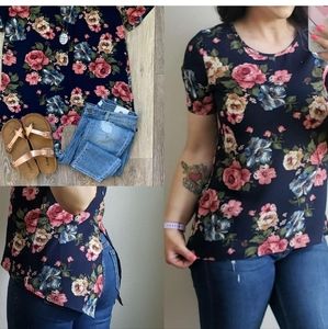 Floral Split Back Top